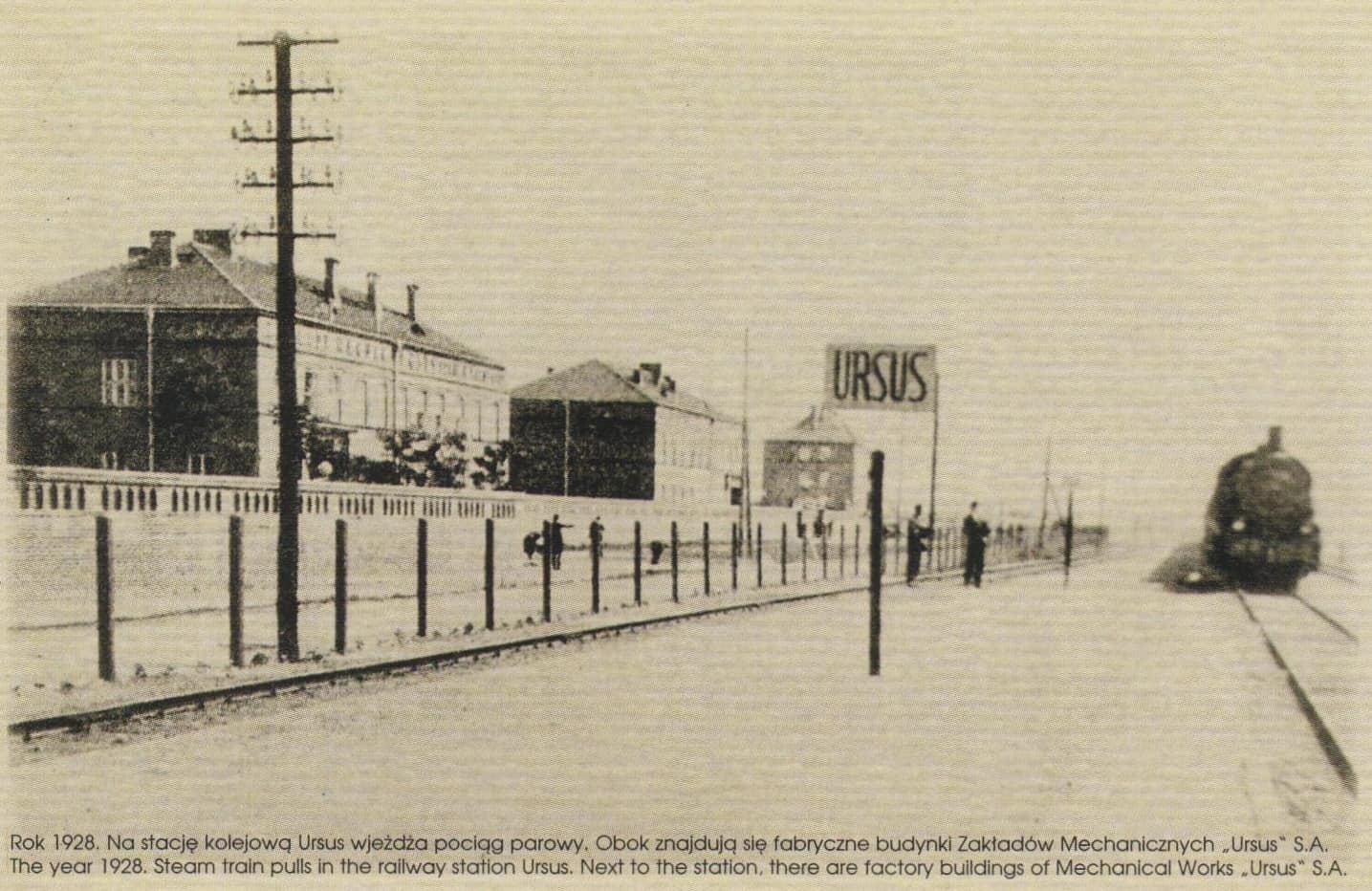 Widok na mur otaczający Zakłady Mechaniczne "Ursus" w 1928 roku.